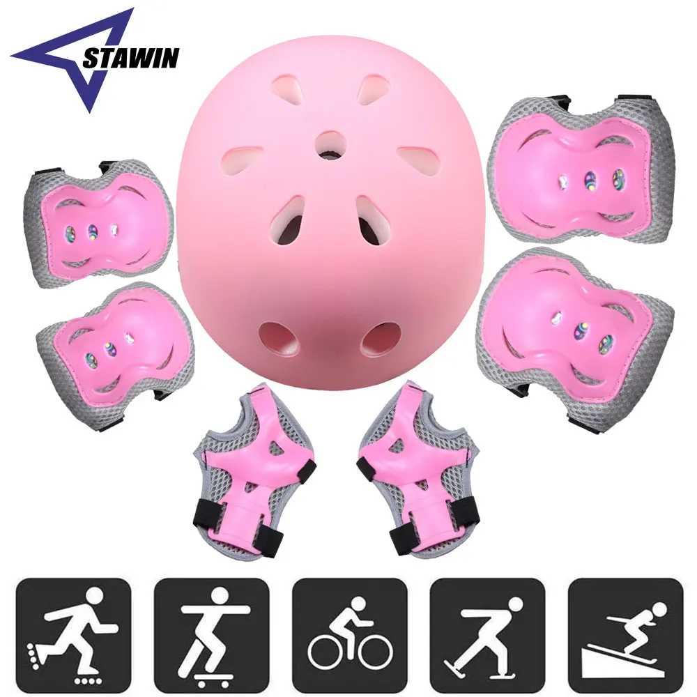 7Pcs/Set Kids Bike Helmet Skat - đánh giá và giá Scooter Helmet Set