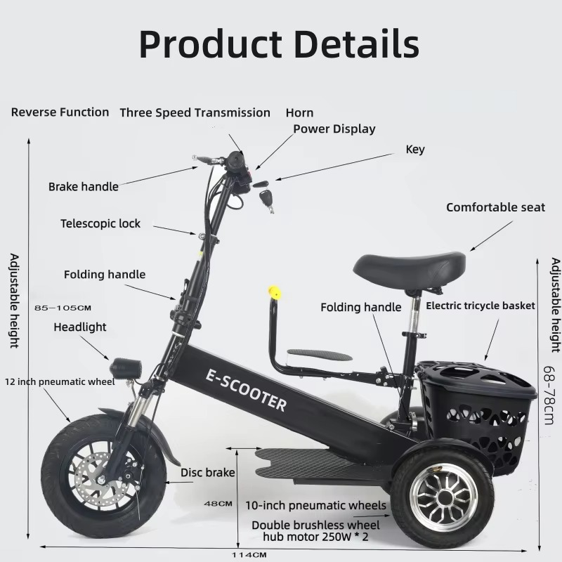 【2026】3 Wheel 2 Seats Folding  - đánh giá và giá Scooter Tire